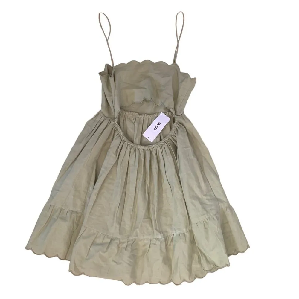 ASOS sage green scalloped edge dress size 2 new with tags cut out - Image 4