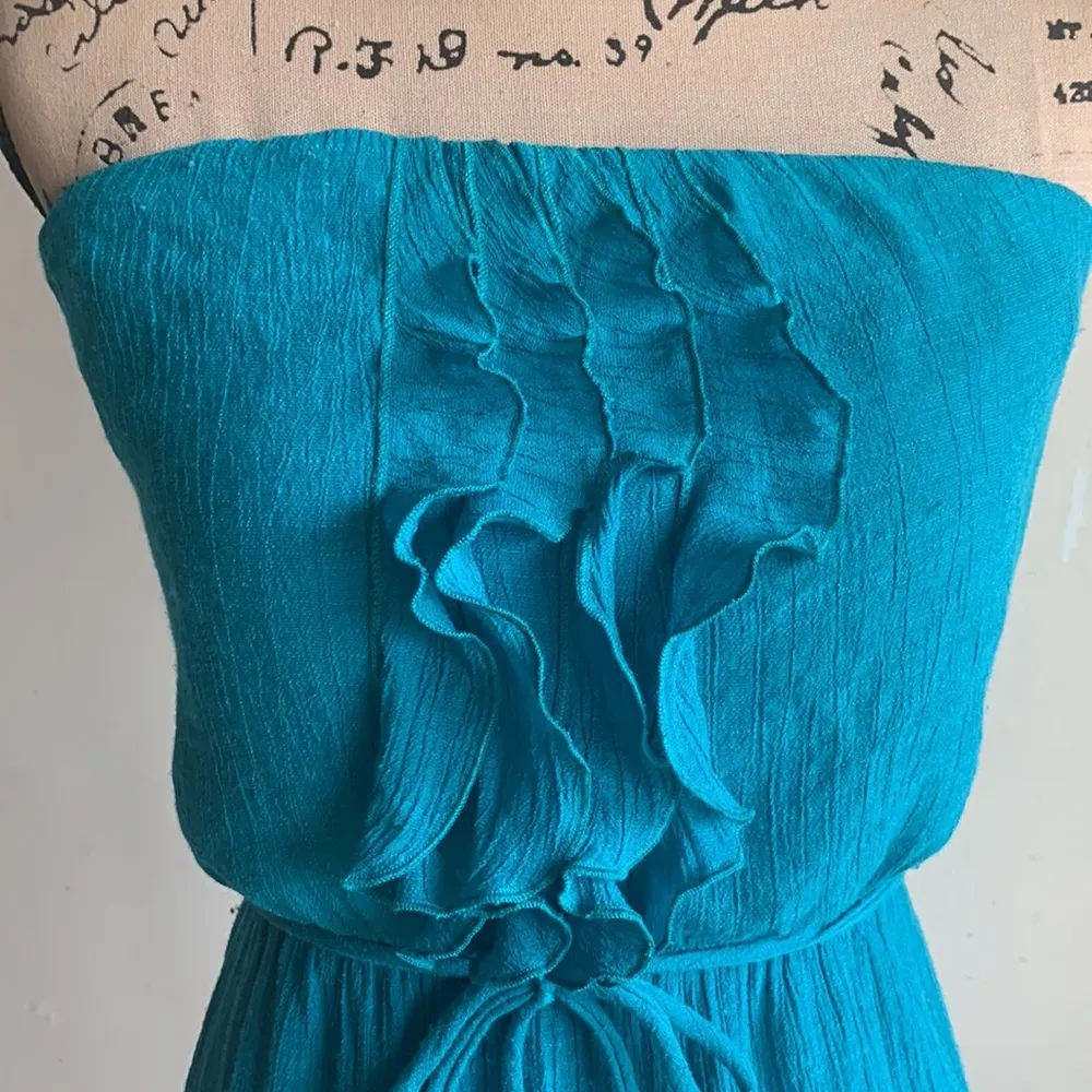 Speechless Strapless Ruffled Turquoise Dress Sz Medium - Image 5
