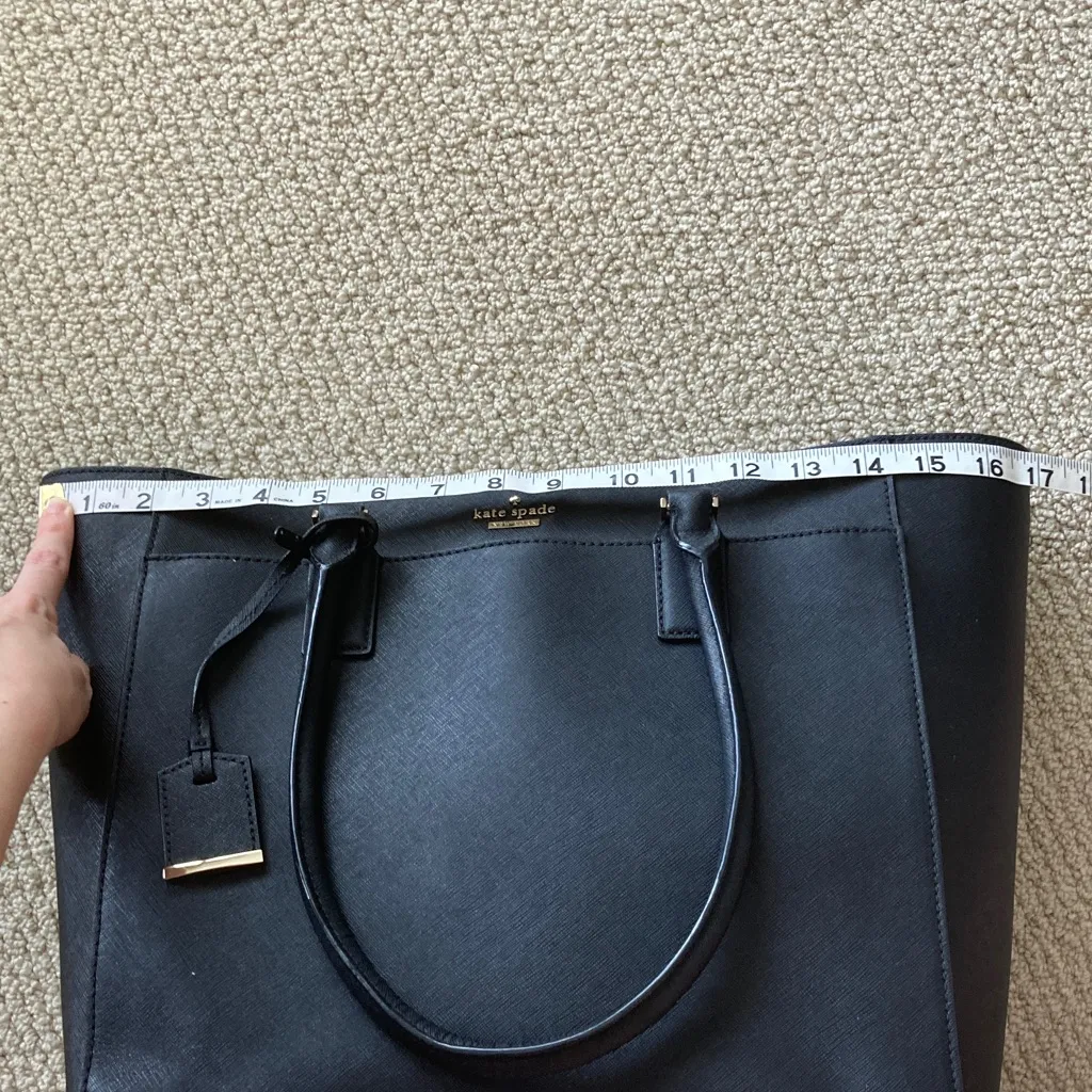 Kate Spade Large Black Tote Bag Multi Compartments Zip Top Closure Laptop EUC - Image 3