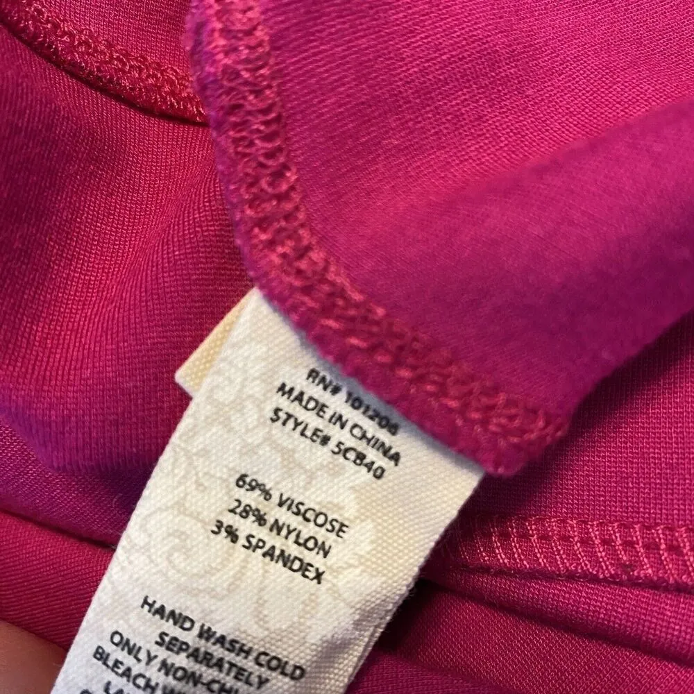 Soft Surroundings Emiko Pants Medium Fuchsia Pink Metallic Leaf Ponte Ankle 1X - Image 6