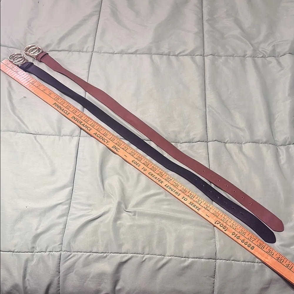 Stylish Black and Brown Faux Leather Belts with Gold Buckles - Image 2