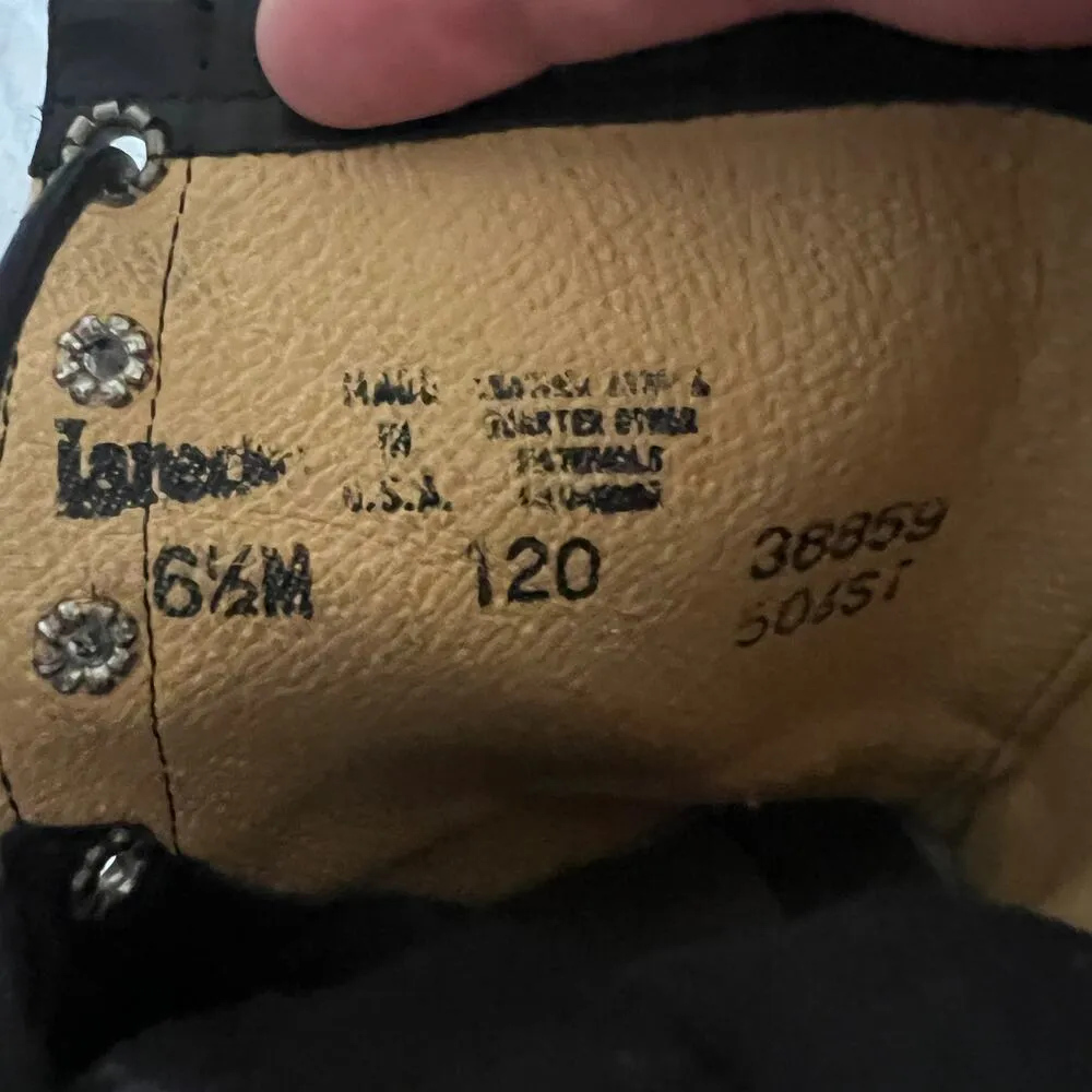 AMERICAN VINTAGE Laredo Boots Women's 6.5 Black Leather Kiltie Granny Roper USA - Image 10