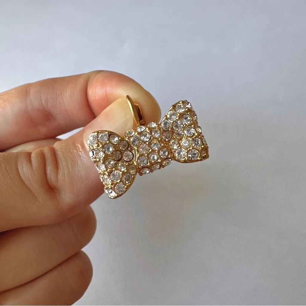 Kate Spade Sparkling Bow Earrings, Gold and Rhinestone Earrings - Image 5