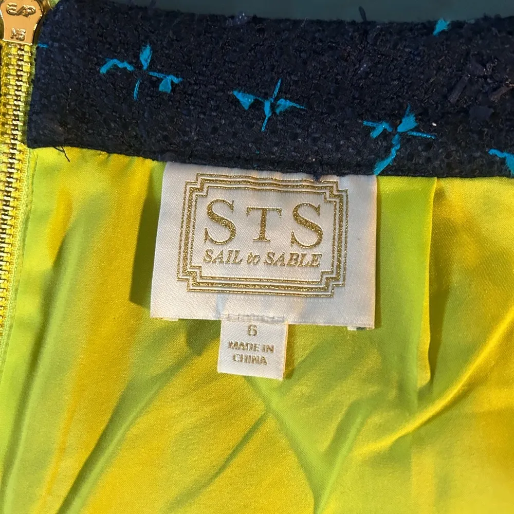 Sail To Sable Skirt Women's 6 Blue Fringed On Fifth Tweed A-Line Mini Lined - Image 10