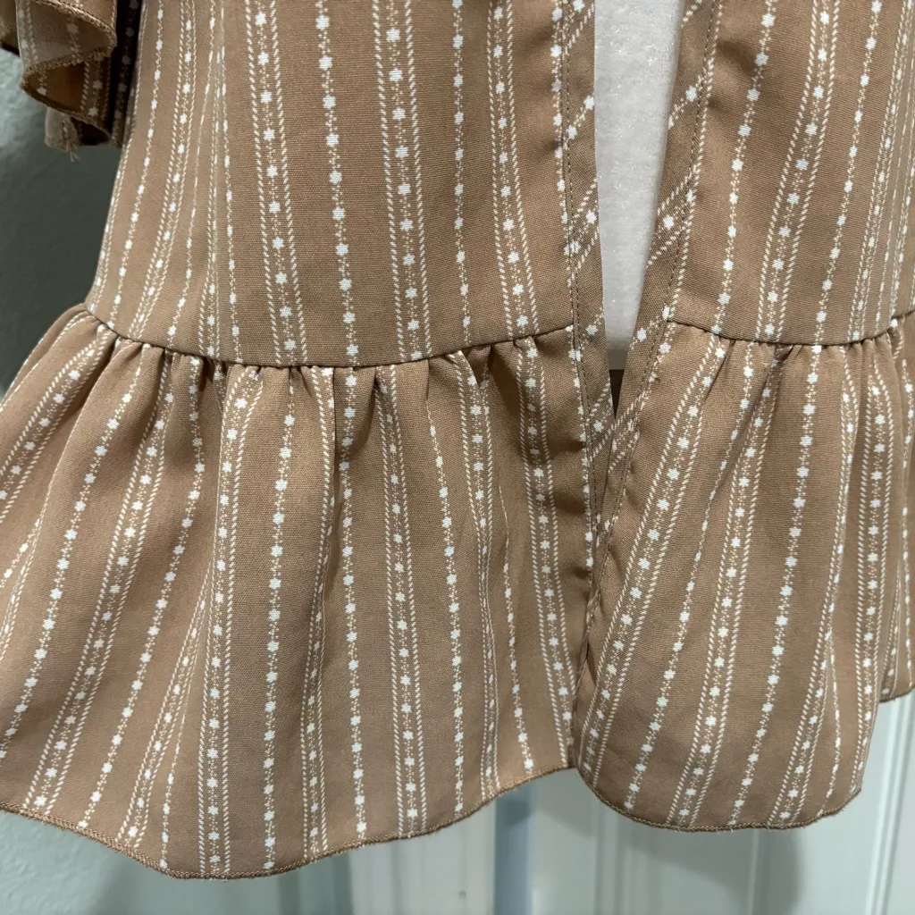 Chic Tan Ruffled Cardigan Size S - Image 5