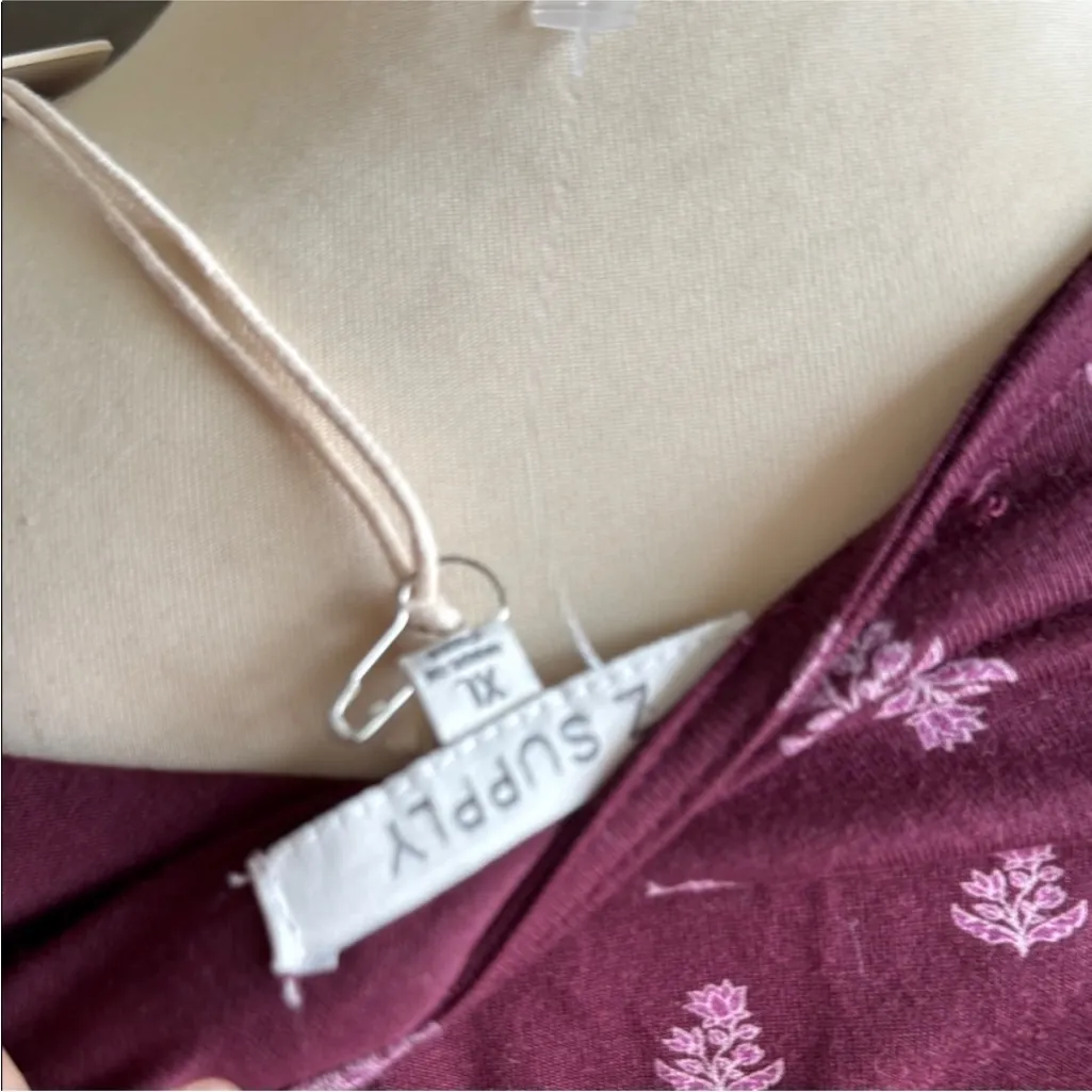 Z Supply Maroon Floral Wrap Top - Image 13