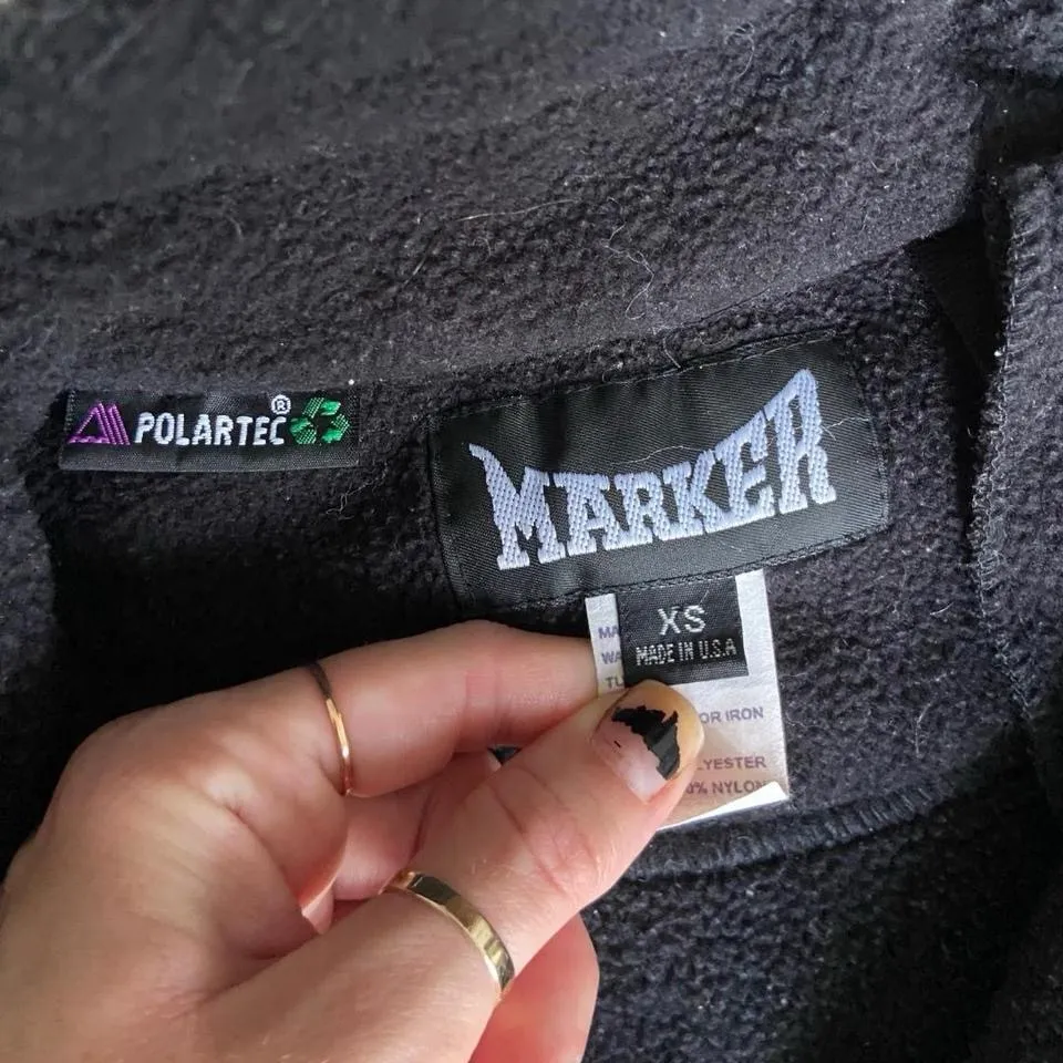 Vintage 90s Polartec Black fleece quarter zip with blue and purple detailing 🔥 Size XS - Image 4