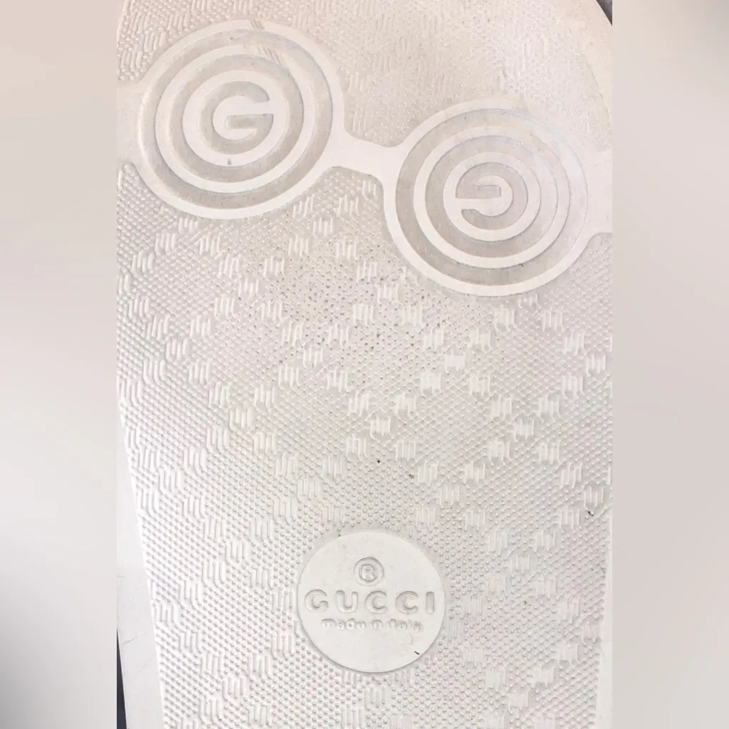 Gucci Women Size 38 US 7.5-8 Authentic Pursuit GG Perforated White Rubber Slides - Image 13