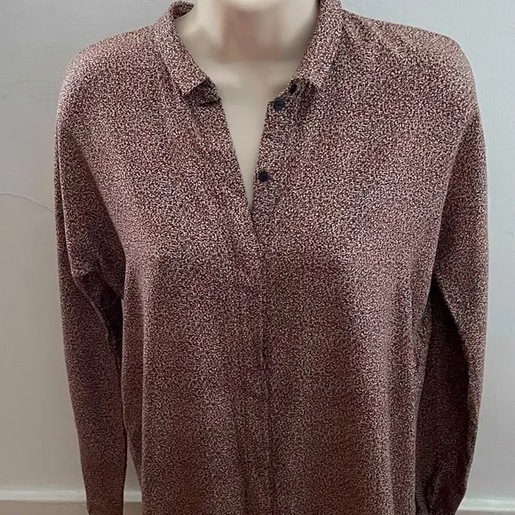 COS wool blend marled brown collared button down midi shirt dress, size XS fall - Image 2