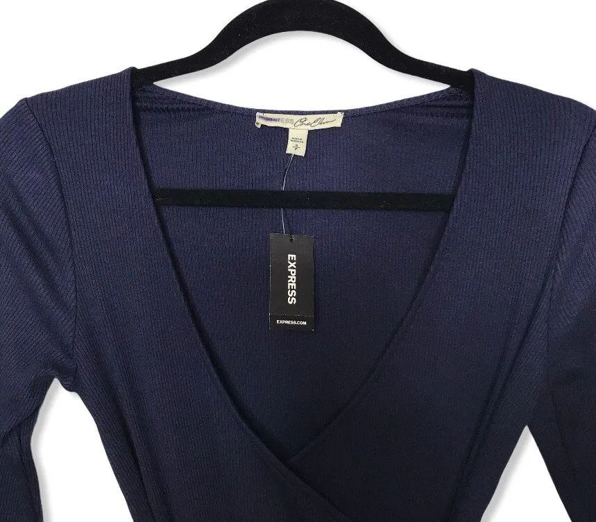 -Navy Ribbed Criss Cross Sweater-NWT-Small - Image 4