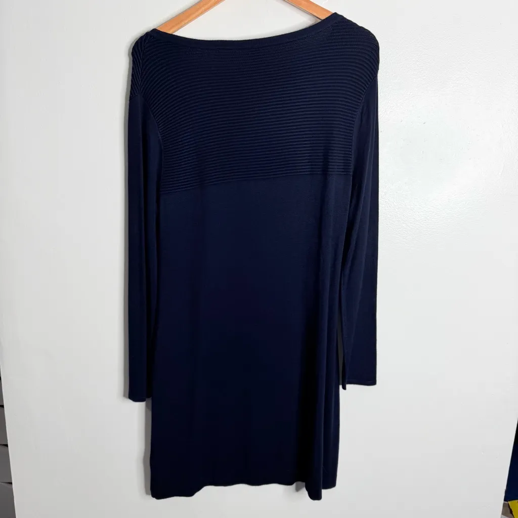 NWT Seraphine Navy Eloise Knitted Rib Nursing Dress Long Sleeves Stretch Size 12 Blue - Image 2