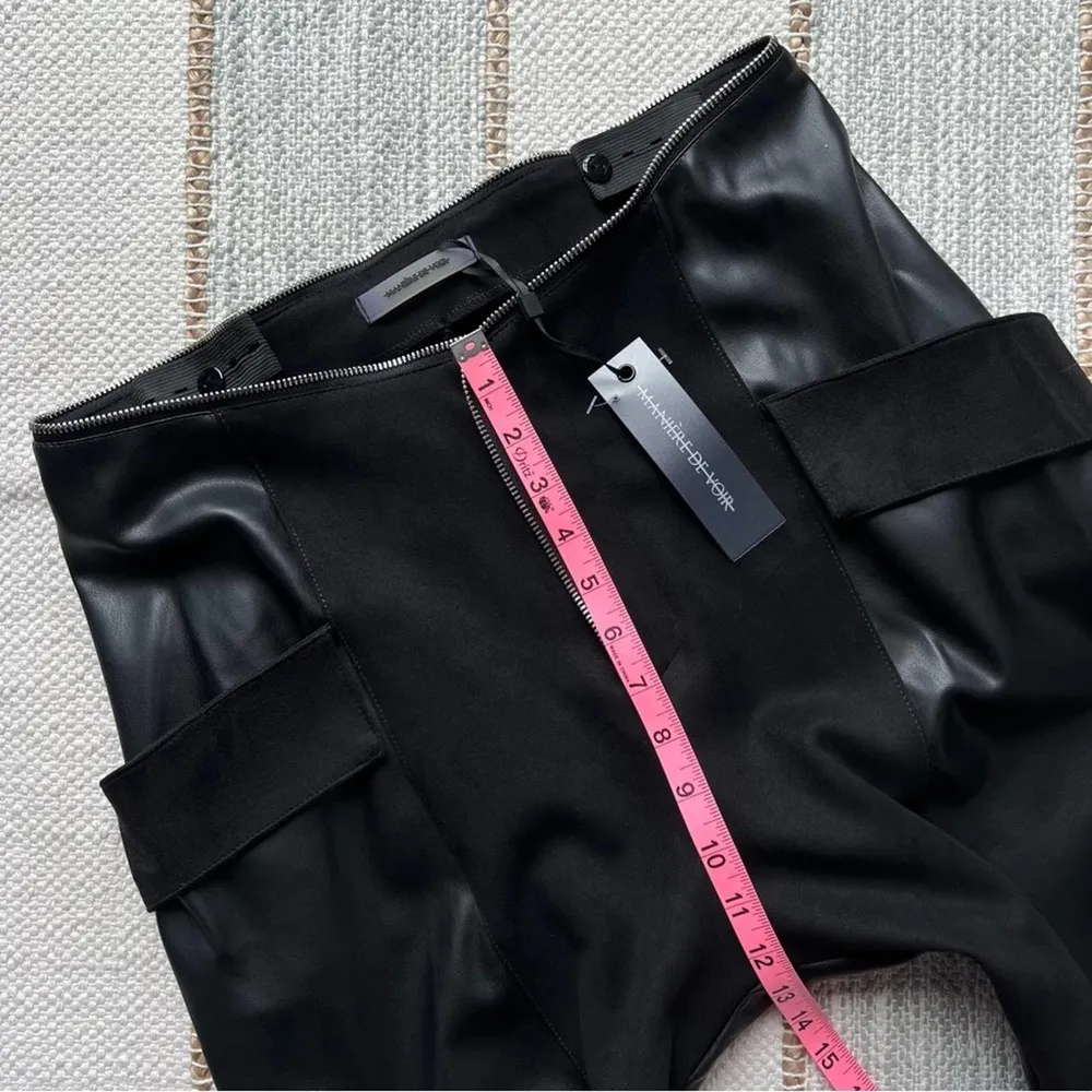 Maniere De Voir Black Flaux Leather High Rise Joggers Women’s Size US 10 - Image 5