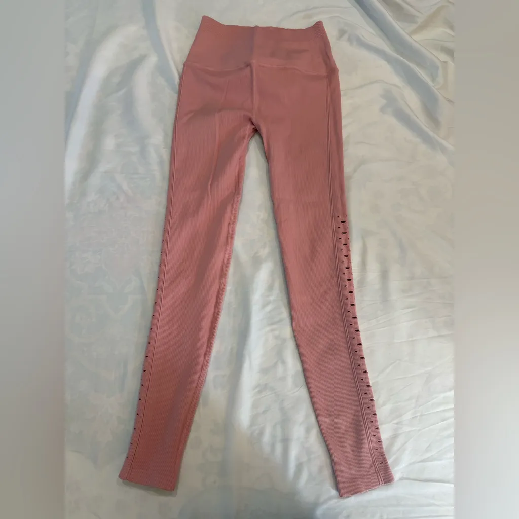 EUCSpiritual Gangster Self Love Leggings Pink Seamless Ribbed Yoga workout Small - Image 2