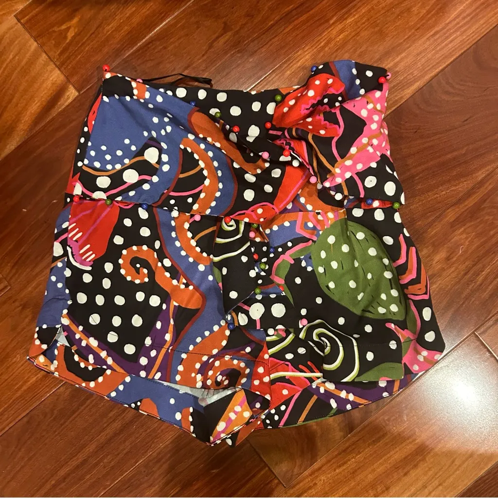 FARM RIO Anthropologie Seaside Dream Printed High Waisted Beaded Shorts - Image 4