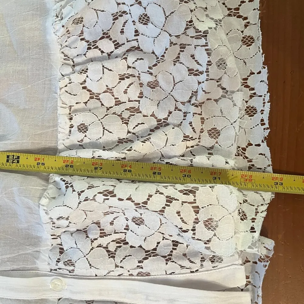 For Love & Lemons Women's White Floral Lace Ruffle Collar Button Dress Sz Small - Image 8