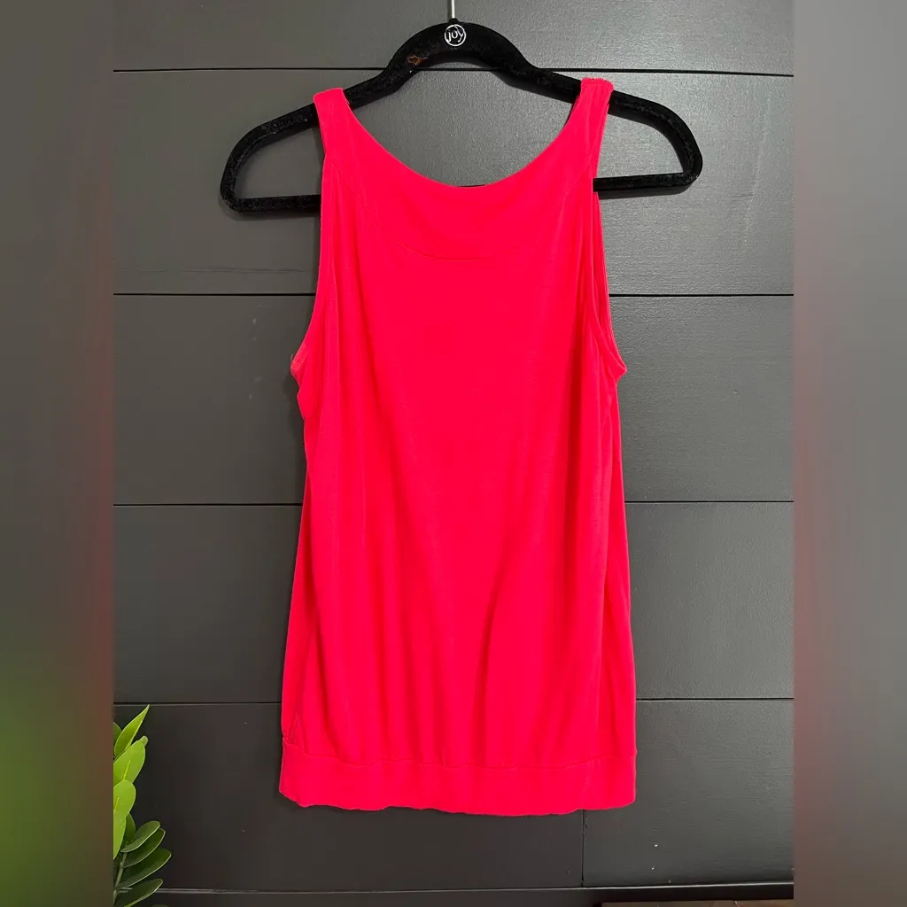 AUGUST SILK Sleeveless Blouse Tank Top Shimmer Collar Magenta Y2K Sz M EUC - Image 3