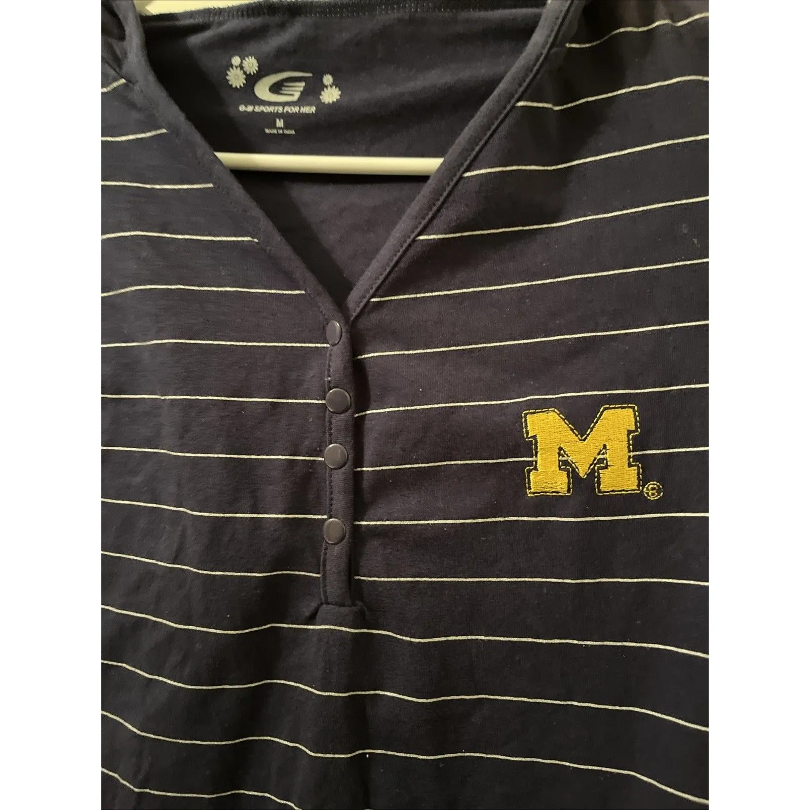 Michigan Wolverines Women's M Striped Hooded Shirt Size M G - Image 4