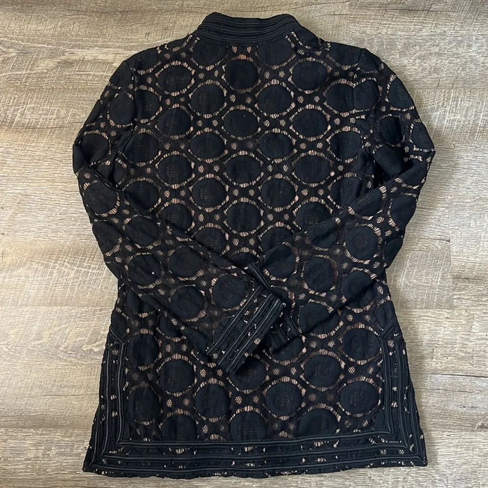 Tory Burch Black & Brown Lace Top Size 2 - Image 6