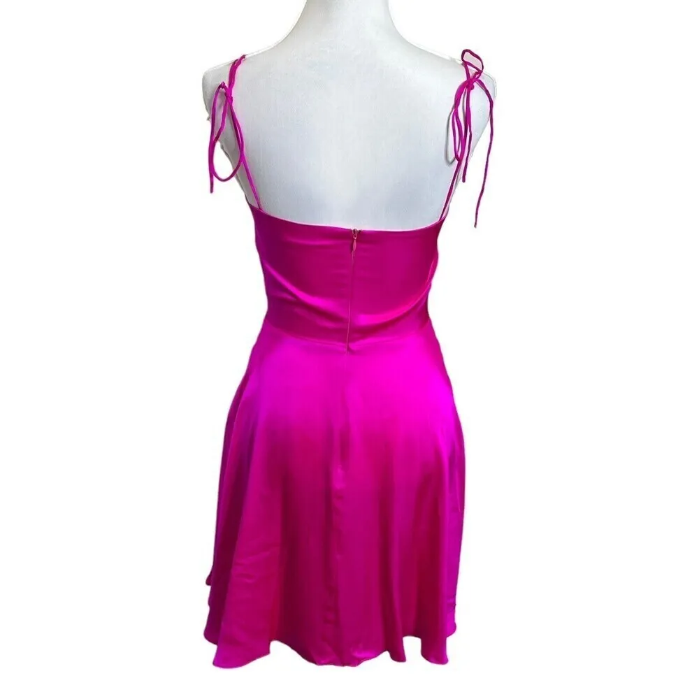Amanda Uprichard Starlett Silk Dress Hot Pink Women’s Size XS Mini A-Line Satin - Image 7