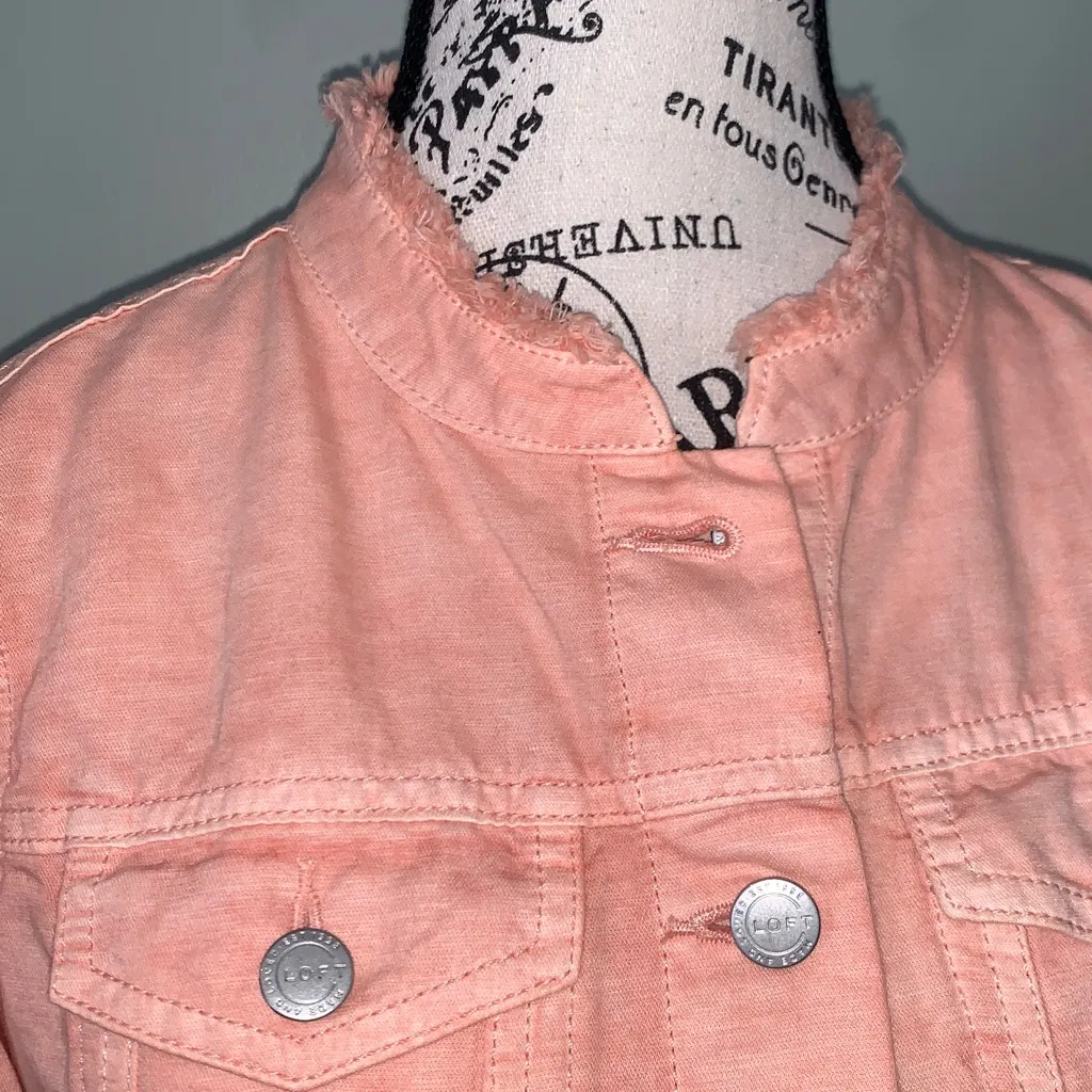 LOFT Orange Sherbet Lightweight Linen Cotton Blend Jacket Women’s XS Extra Small - Image 3