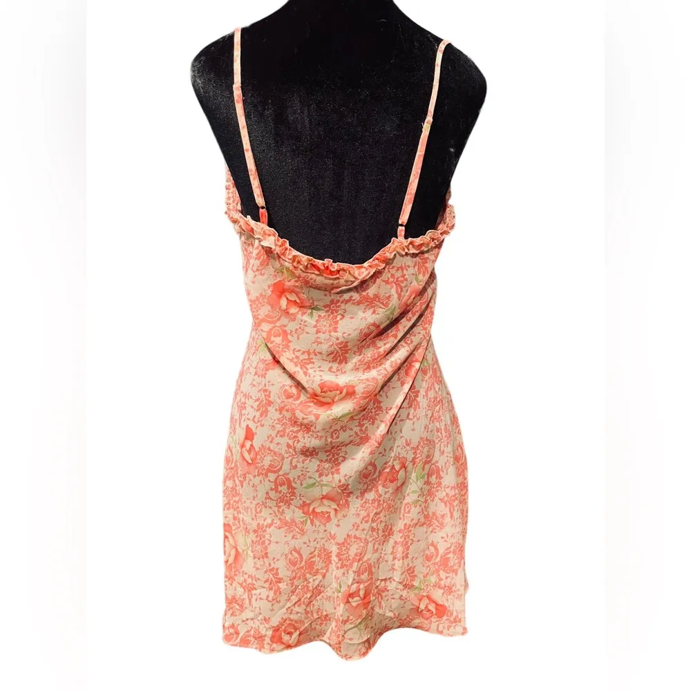 Kim Rogers Vintage Y2K Pink Cottagecore Boho Floral Ruffle Lingerie Slip Dress - Image 5