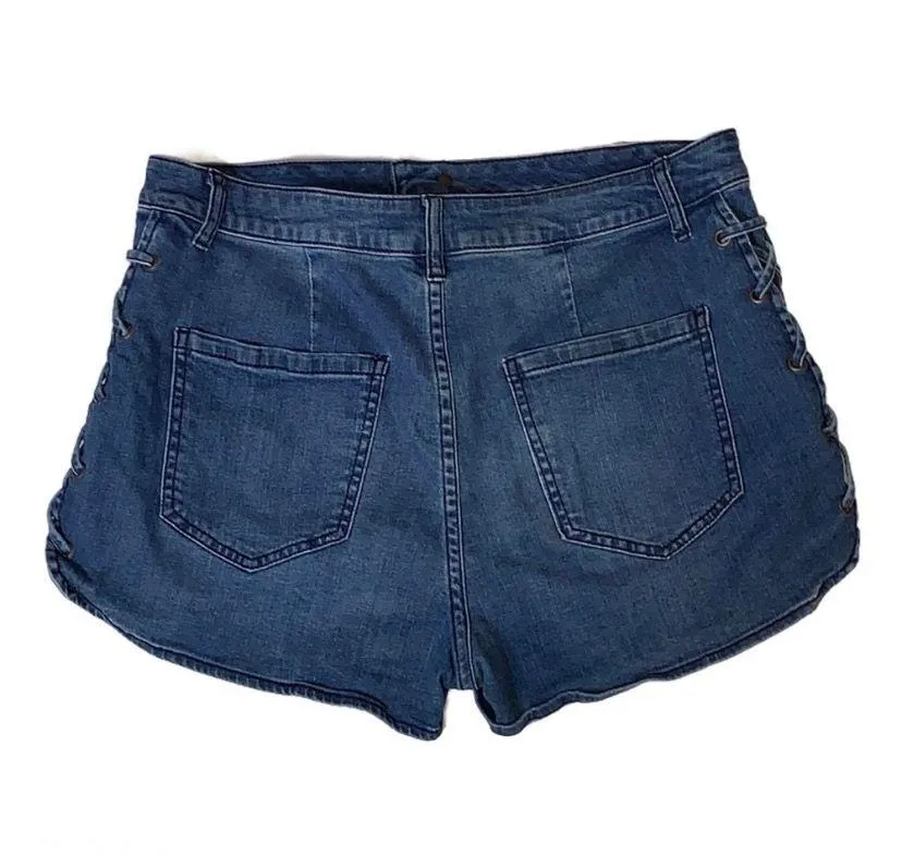 Laced Up Cross Cross Denim Jean Shorts Sz 30 - Image 2
