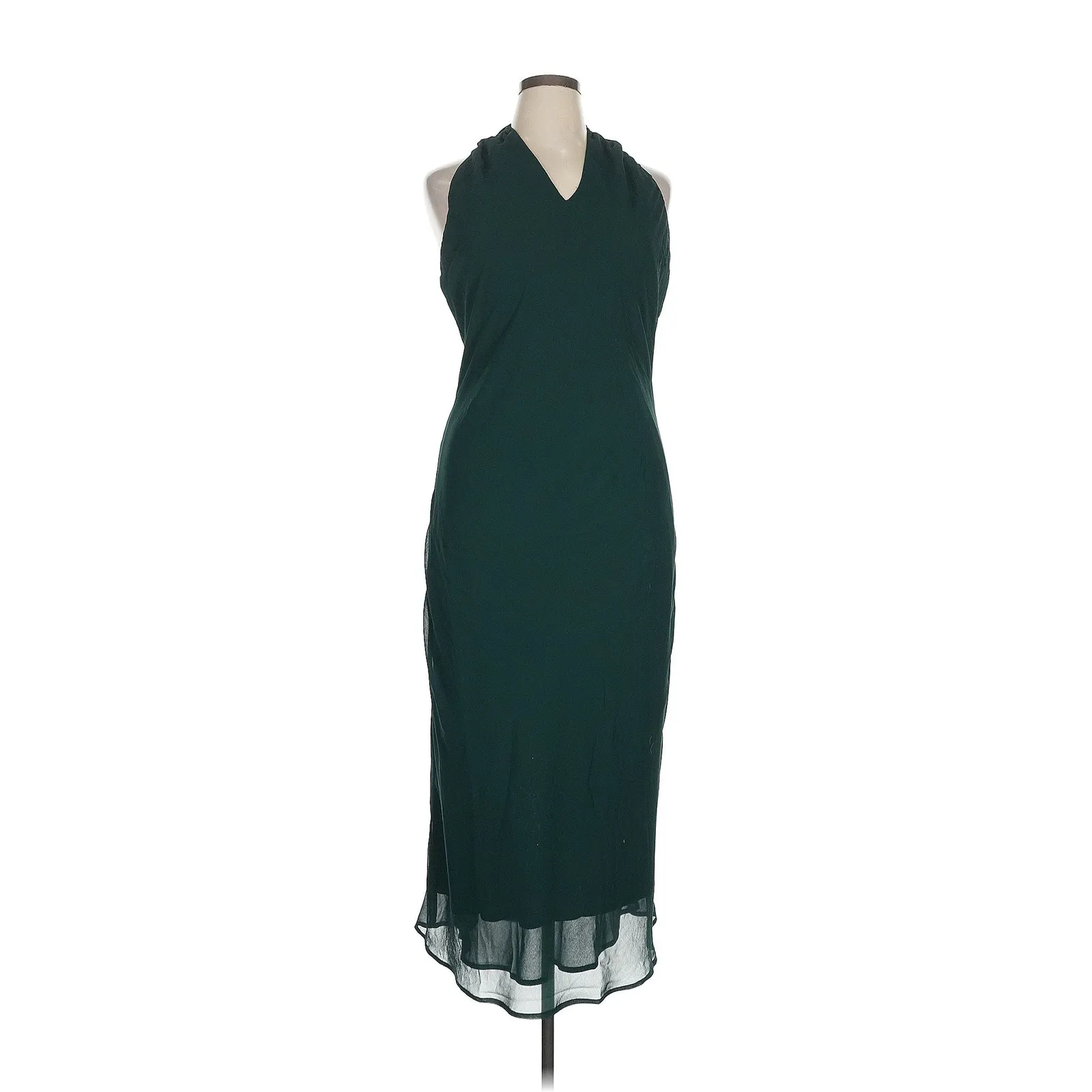 Show Me Your Mumu Jasmine Halter Midi Dress in Emerald Chiffon M - Image 3