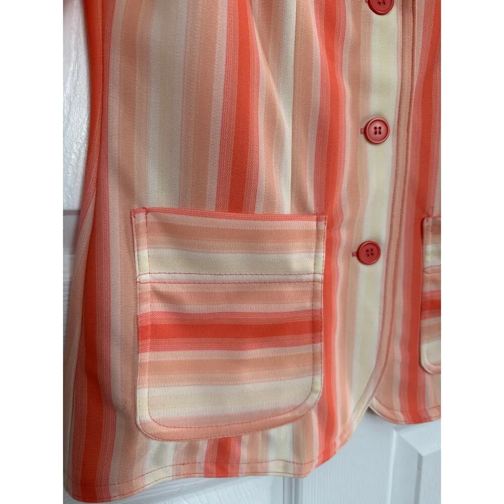 Vintage 70's JC penney Fashion orange tan Stripe dagger blazer medium - Image 6