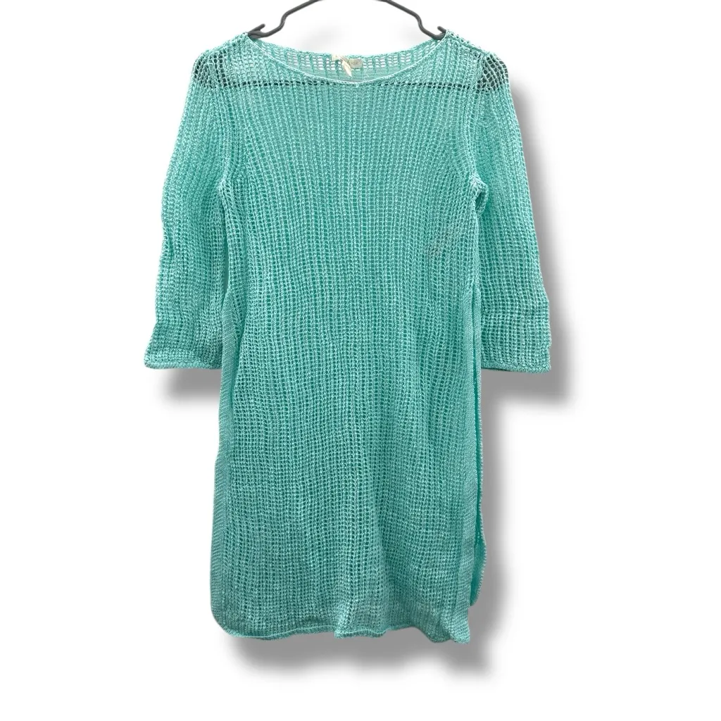 Eileen Fisher Organic Linen Light Blue Open Knit Slub Tunic Sweater Top Sz S‎ - Image 3