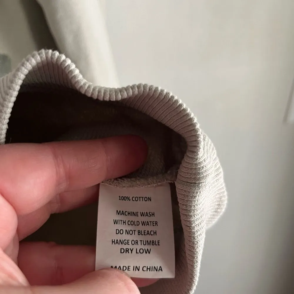 Bohme Light Green Textured Puff Shoulder Sweatshirt Cozy Neutral XS - Image 7