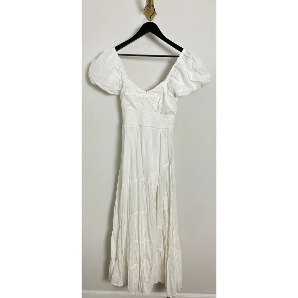 FREE PEOPLE Short Sleeve Sundrenched Maxi Dress in Whisper White Size Large - Image 4