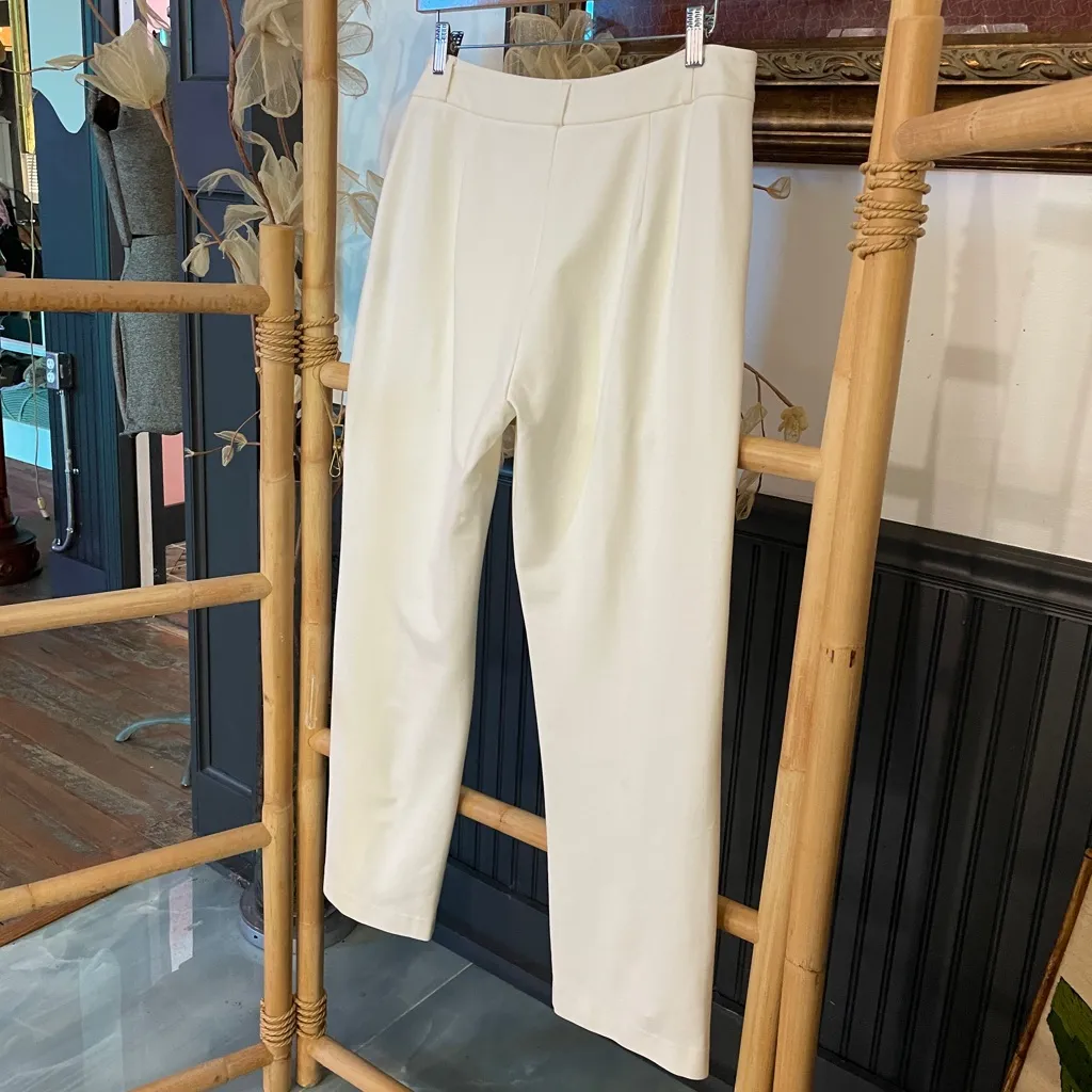 J. McLaughlin Deanne Split-Front Hem Ivory Knit Trouser Pants - Sz 10 💚🎀 - Image 9
