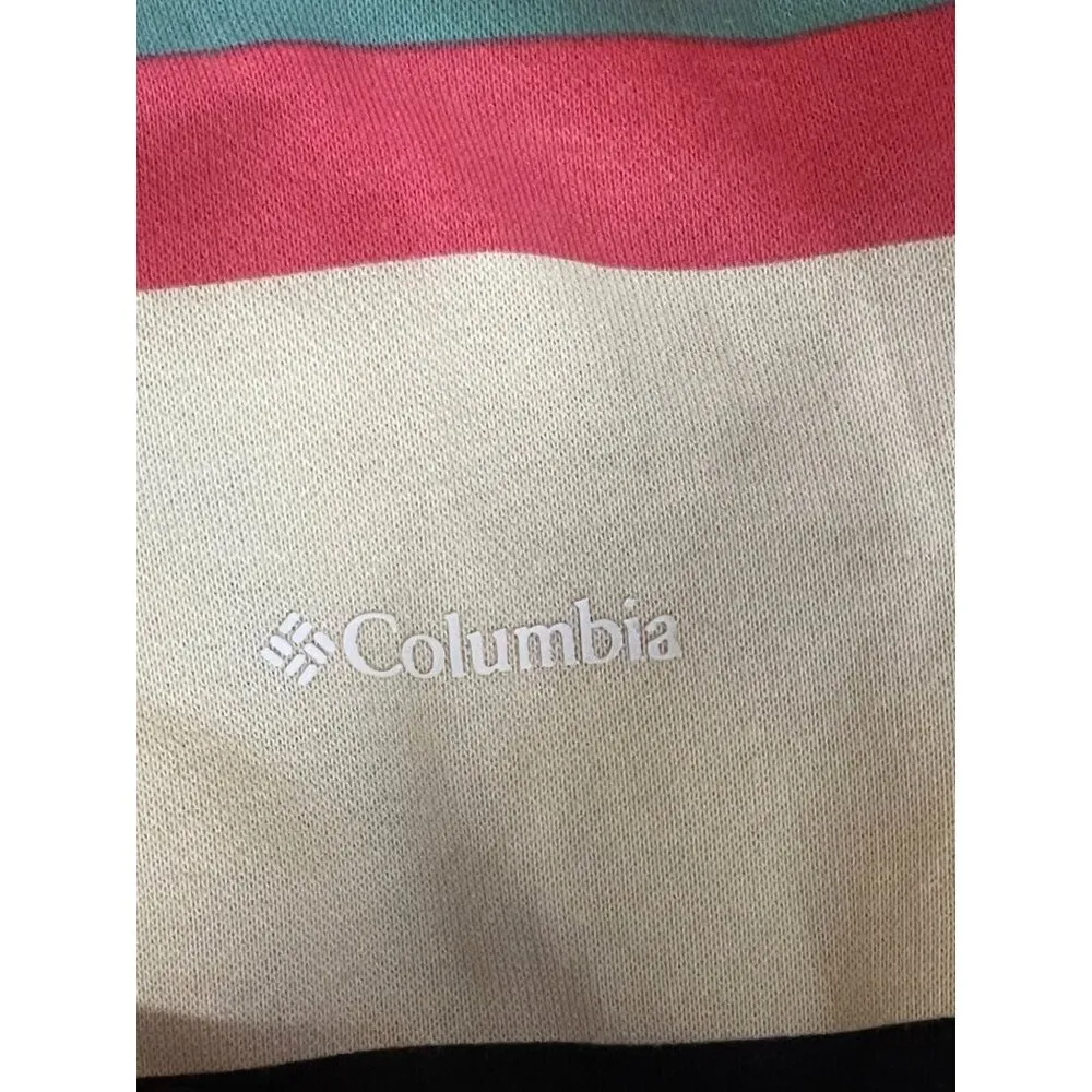 Columbia Trek Hoodie Dress Bright Pink Blue Stripe Size M - Image 9