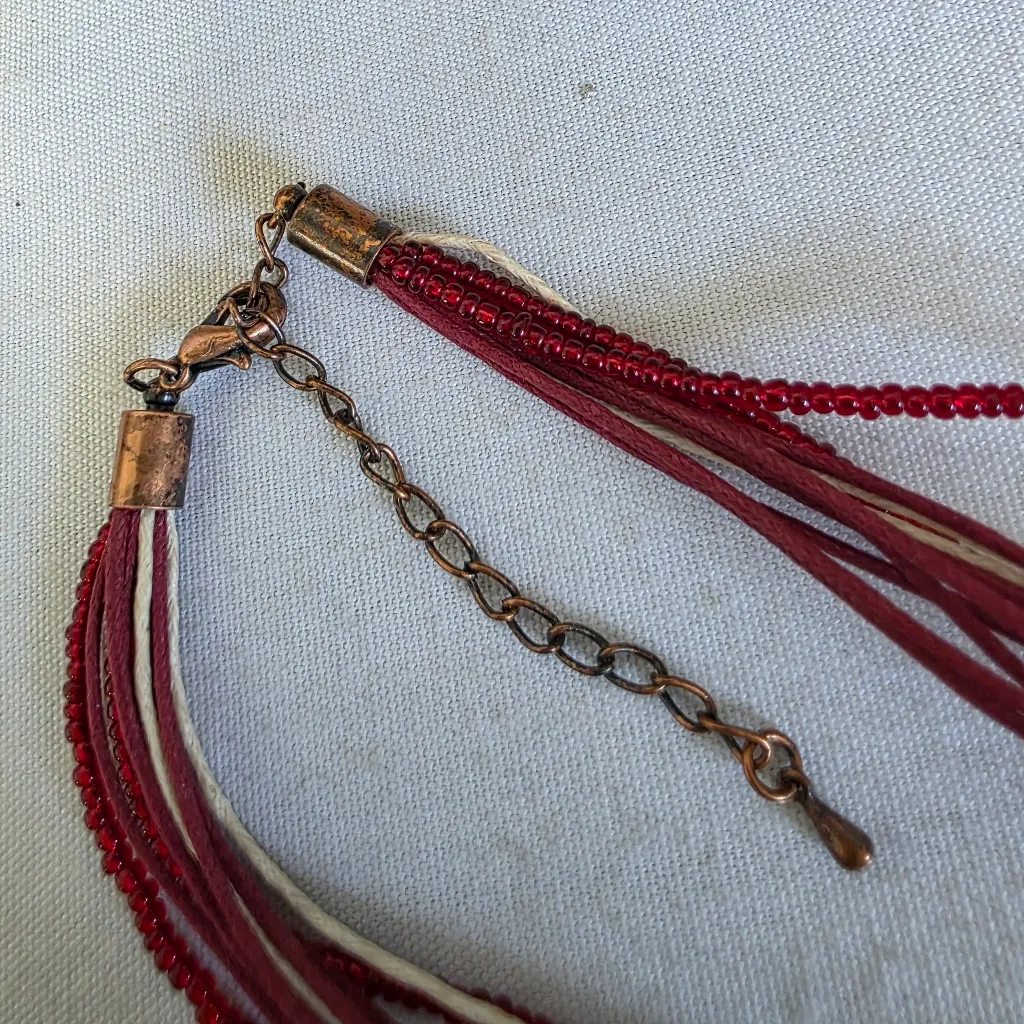 Vintage Statement Cameo Pendant Necklace Red - Image 8