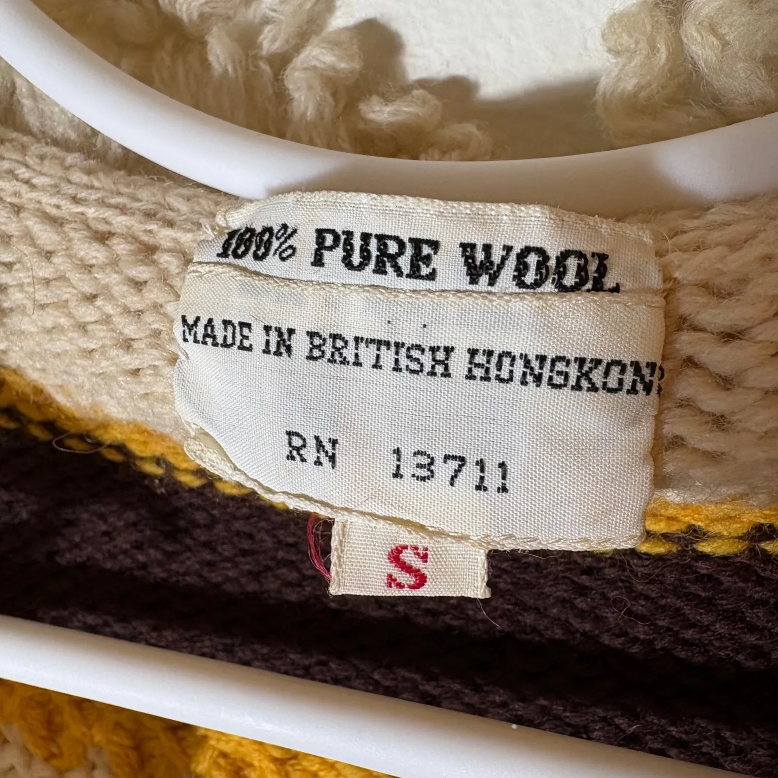 Vintage 100% Pure Wool Striped Fringe Vest British Hong Kong Size Small Brown - Image 4