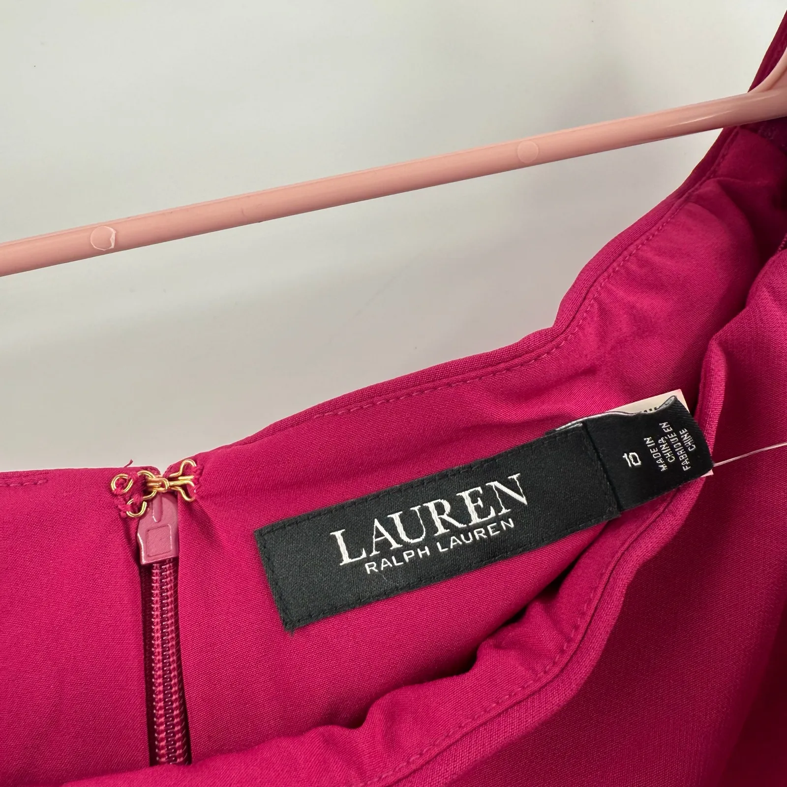 LAUREN RALPH LAUREN Dress Size 10 Cocktail NWT Fuchsia Berry Off the Shoulder - Image 6