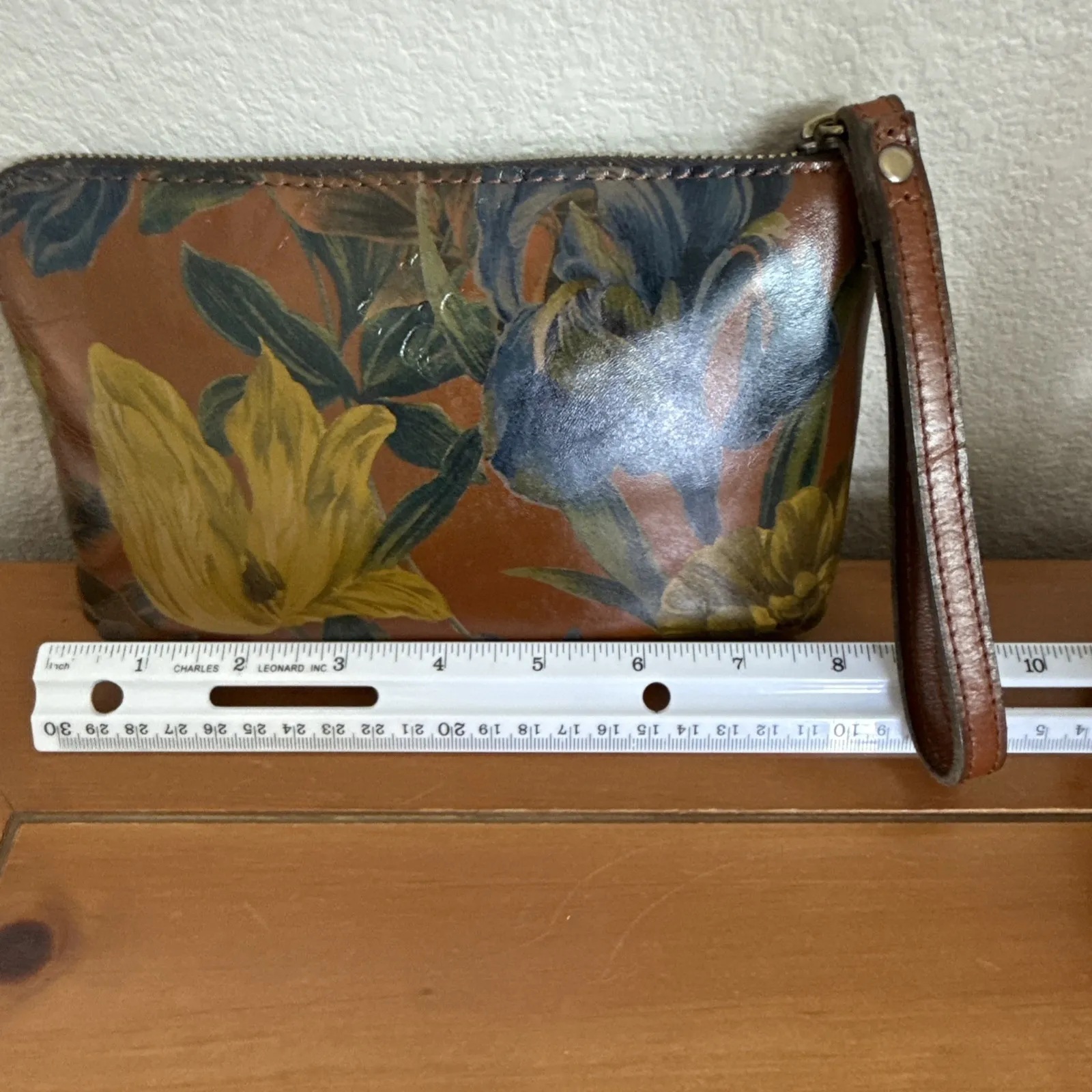 Patricia Nash Wristlet Clutch 100% Leather Multicolor Floral Pattern Boho - Image 7