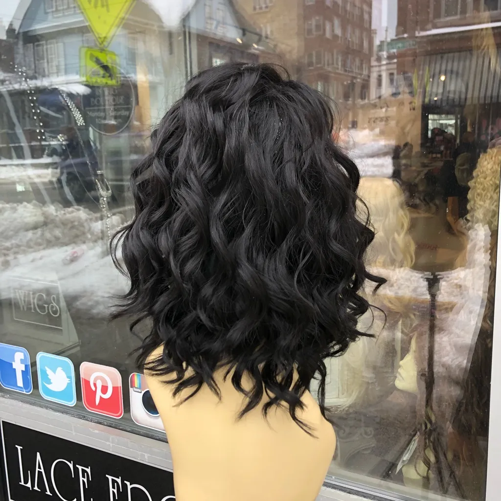 Full lace black bob curly Wig - Image 6