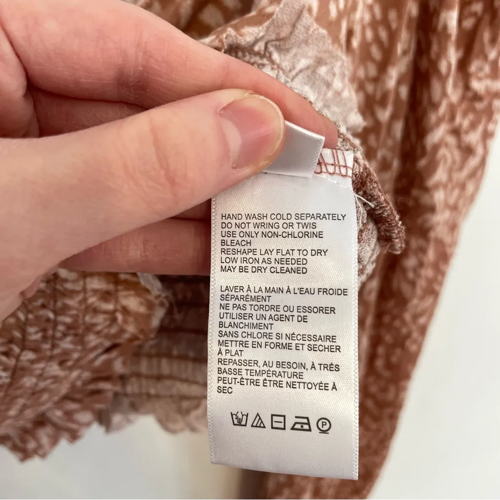 URBAN OUTFITTERS UO Old Soul Smocked Top Mauve Pink ish Leopard Cheetah Crop Top - Image 12