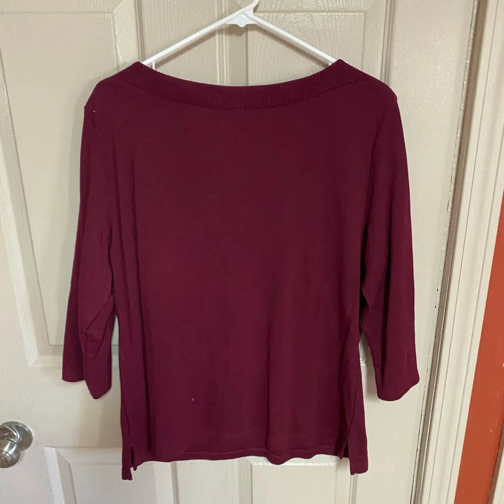 Karen Scott Women's Deep Red Long Sleeve Top - Image 6