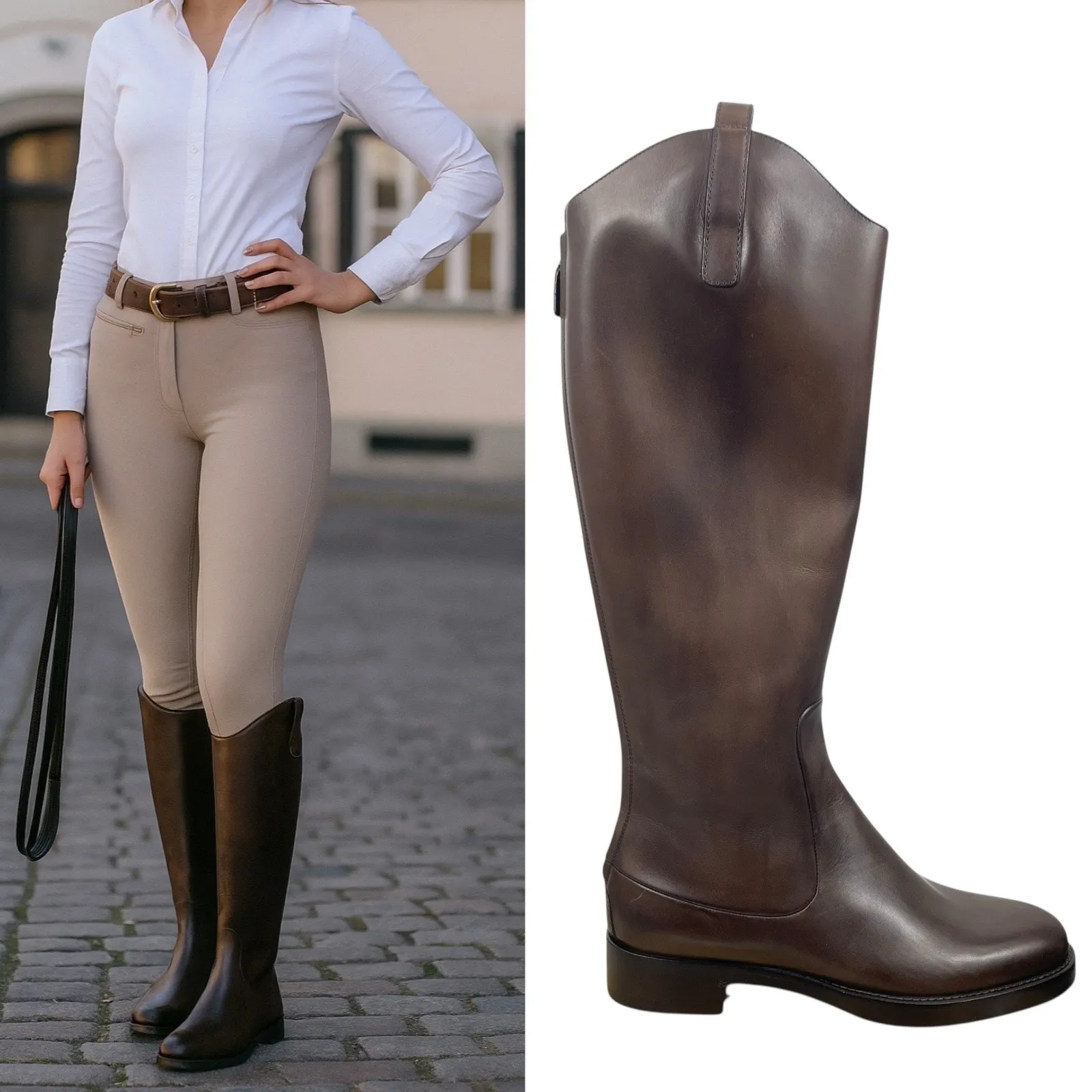 Gucci Victoria Equestrian Leather Tall Riding Boots Dark Brown Size 37 - Image 2