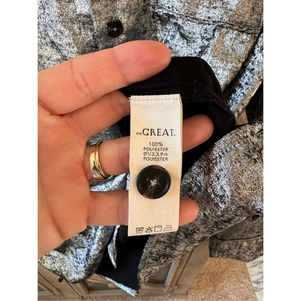 THE GREAT. Bask Top Blouses in Silver Size 2 (medium) - Image 12