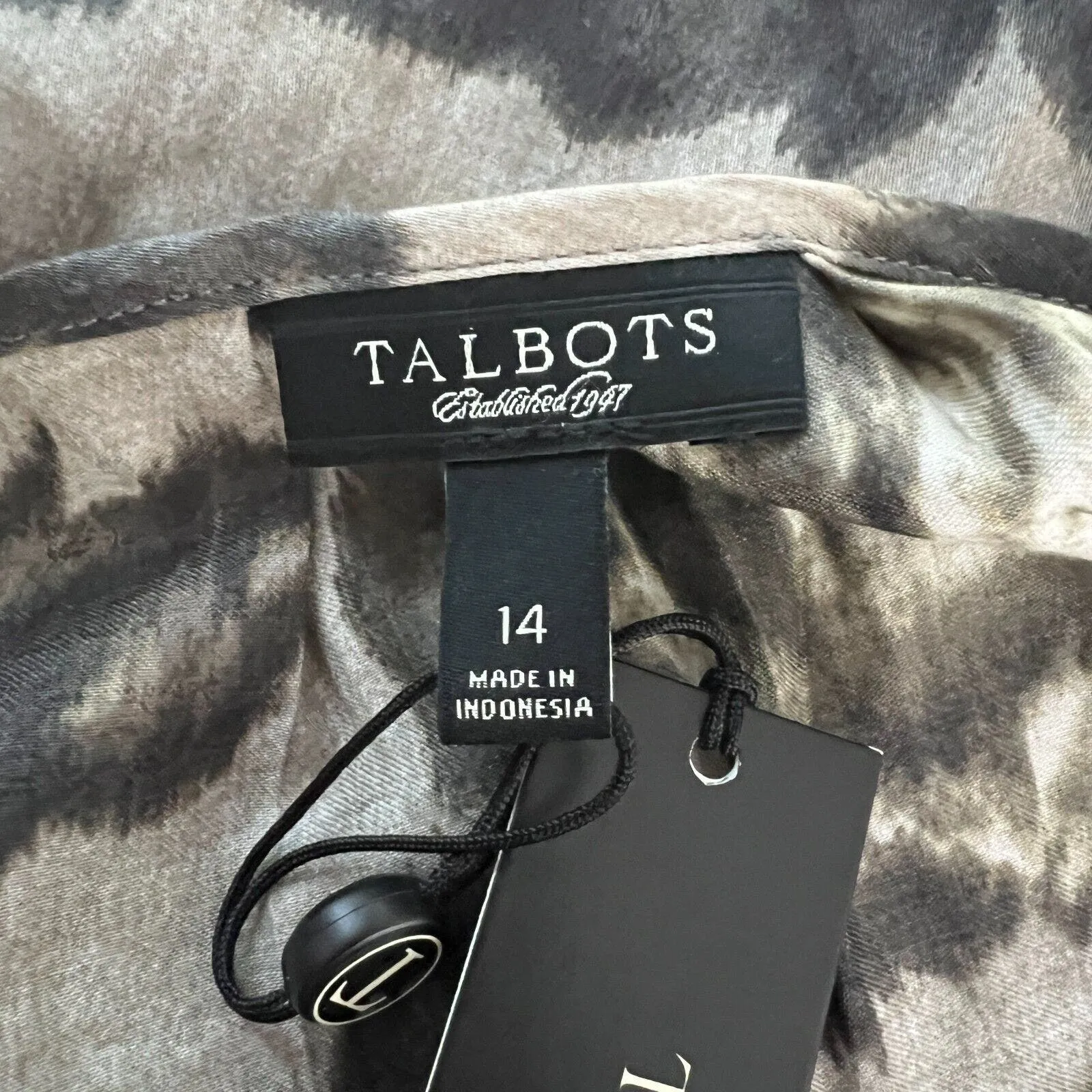 Talbots Shirt Womens 14 Black Gray Floral‎ Flowers Puff Sleeve Roses Romantic - Image 7