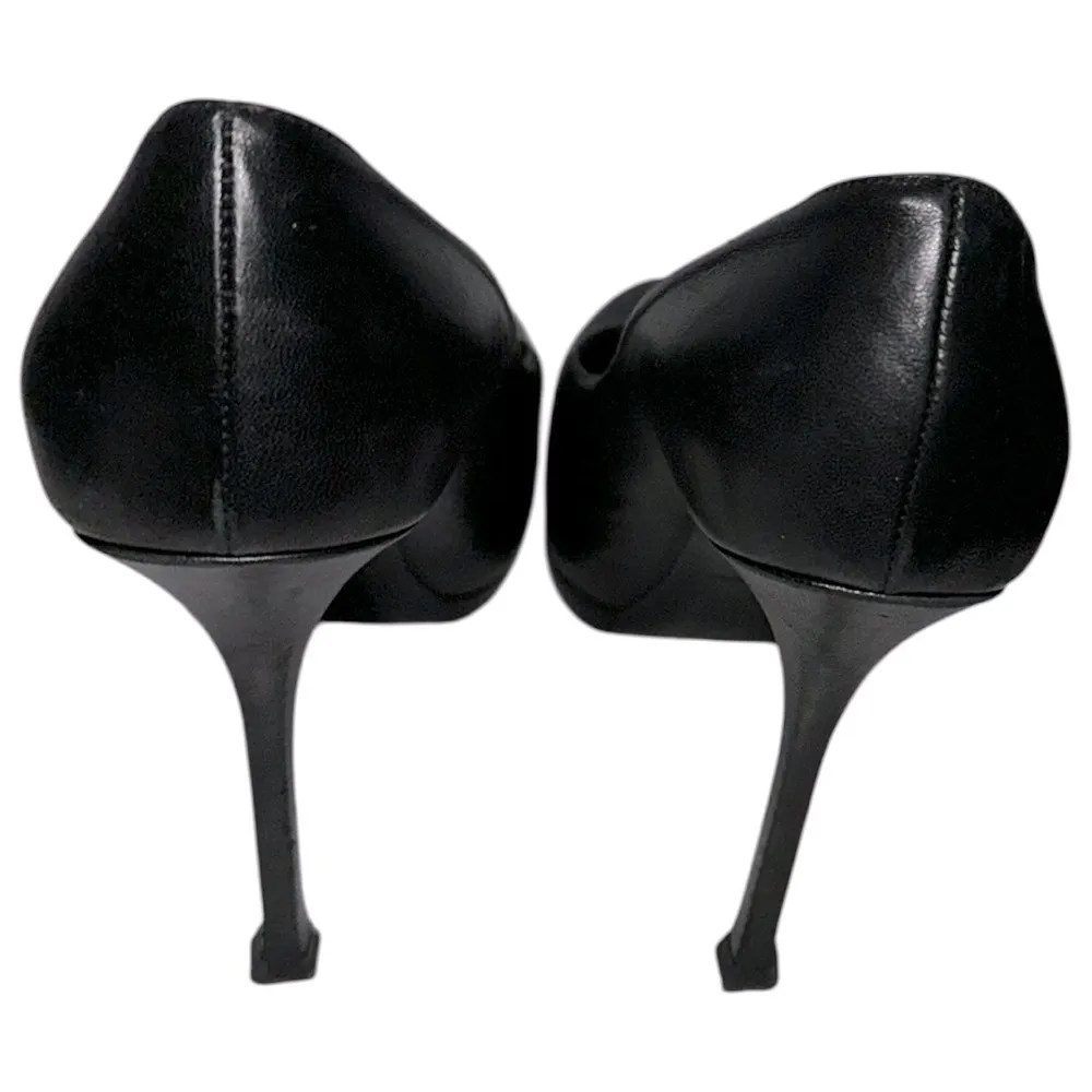 Yves Saint Laurent YSL Size 39.5 8.5 Black Leather Tribtoo Platform Pumps Heels - Image 6