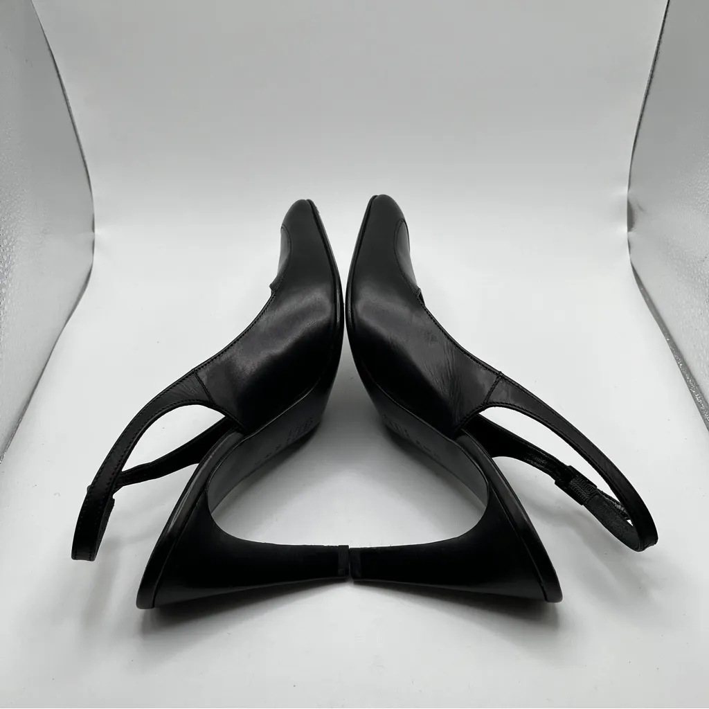 Via Spiga Italy Women's Pump VTG 90’s black leather pointy toe slingback size 6 - Image 8