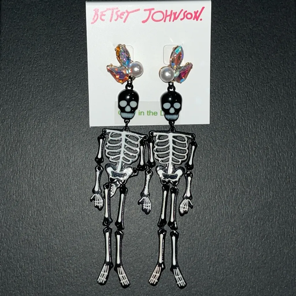 Betsey Johnson Dangling Skeleton Earrings - Image 4