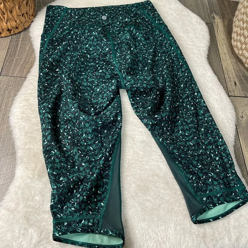 Lululemon Drop it Like It’s Hot Crop Teal Mesh Leggings - Image 5