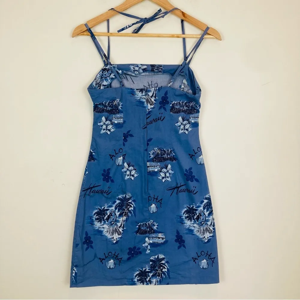 Vintage 90’s hawaiian print blue strappy mini dress. Size juniors 7/8 - Image 3