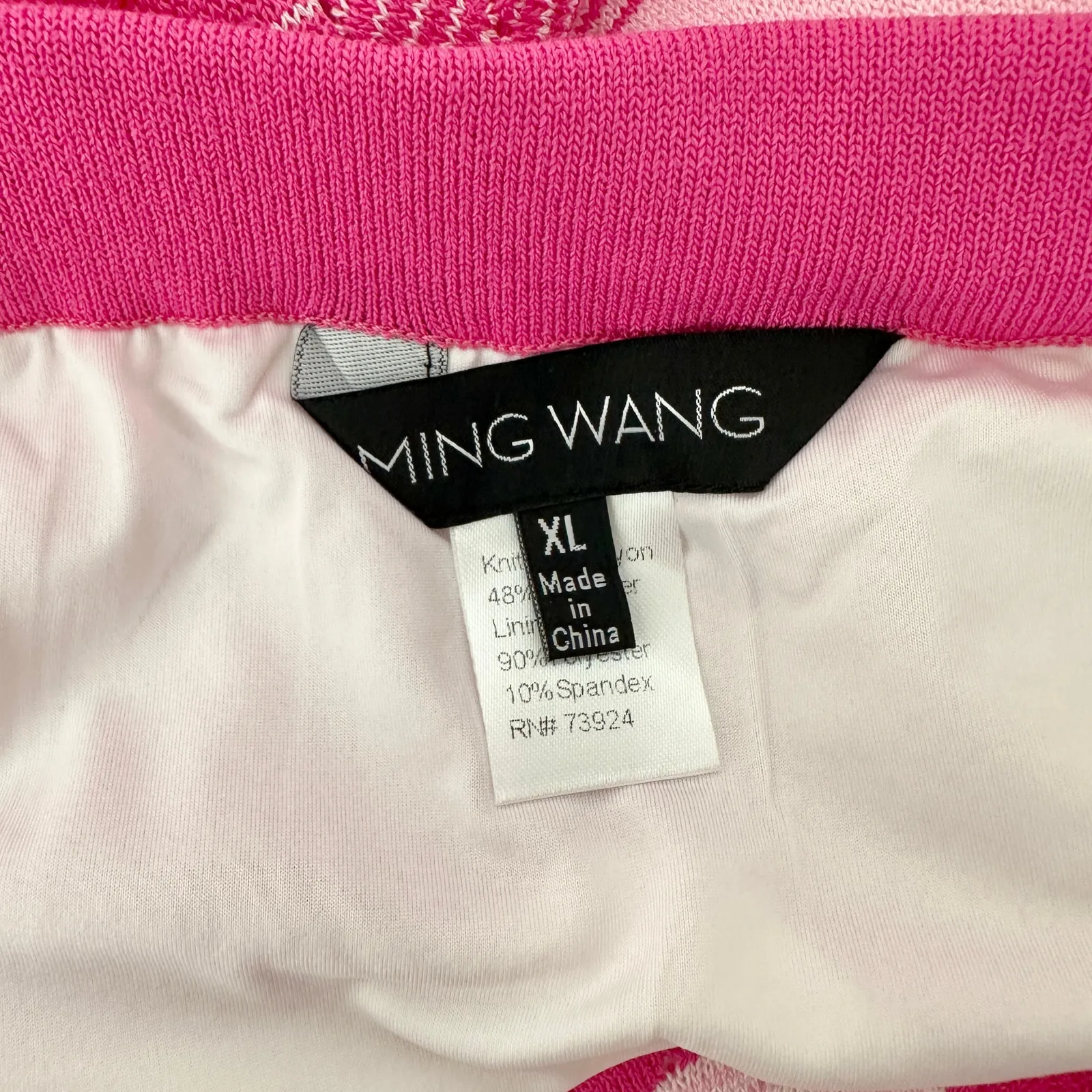 Ming Wang Chevron Knit Midi Skirt Pink Striped Ombre Stretch Pull On XL NWT - Image 6