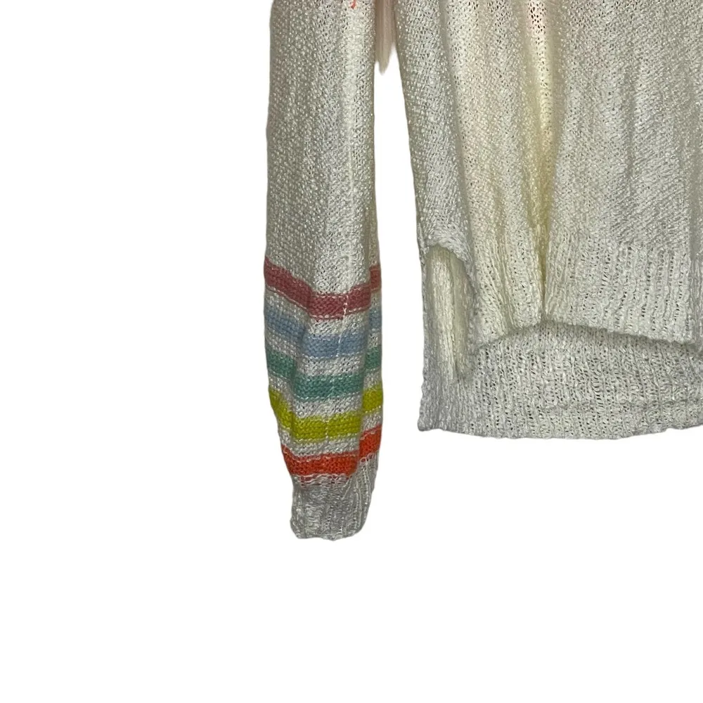 Loveriche Sweater Size Small Cream Multi Color Stripes Acrylic Blend Womens Knit - Image 5